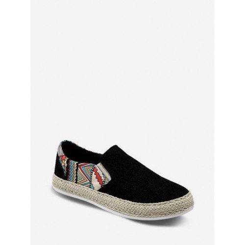 Corduroy Geometric Print Slip On Shoes