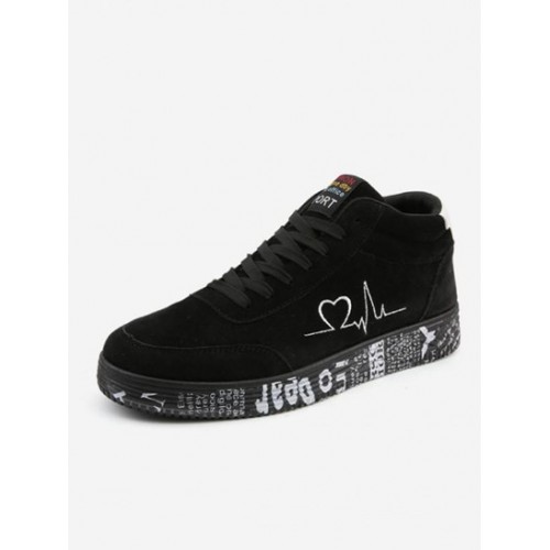 Letter Printed ECG Embroider High-top Sn...