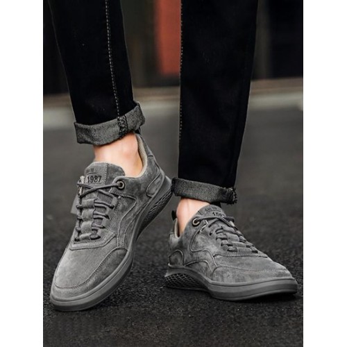 Number Print Stitching Lace Up Casual Shoes