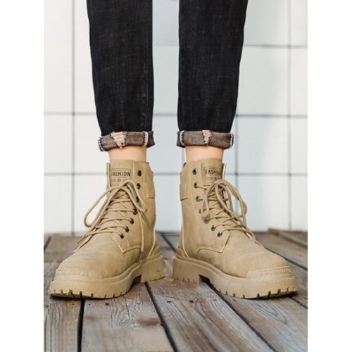 Side Zip Lace Up Combat Boots