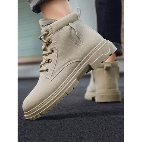 Letter Lace Up Combat Boots