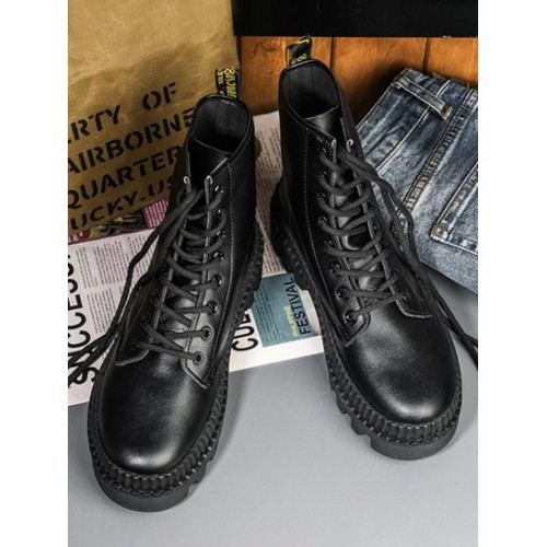 Biker Solid Ankle Combat Boots