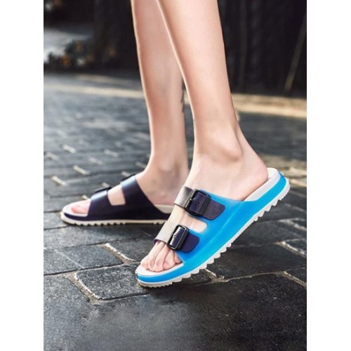 Colorblock Buckle Design Summer Sandals