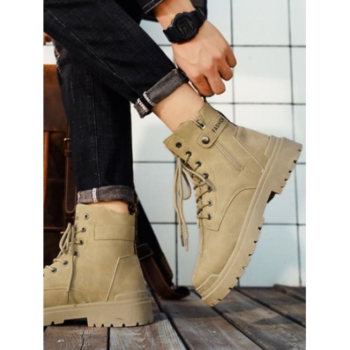 Side Zip Lace Up Combat Boots