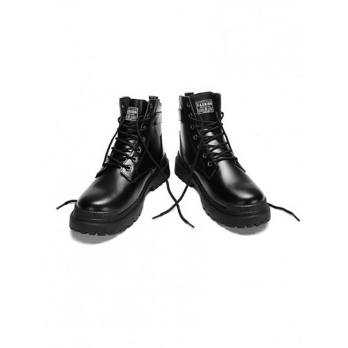 Lace Up Side Zip Combat Boots