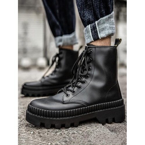 Biker Solid Ankle Combat Boots