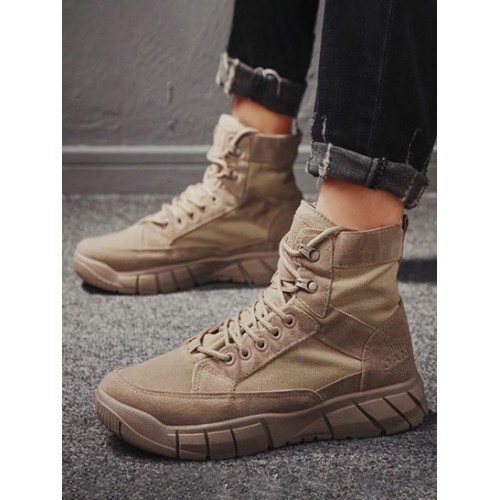 Lace-up Front Outdoor High-top Canvas Shoes